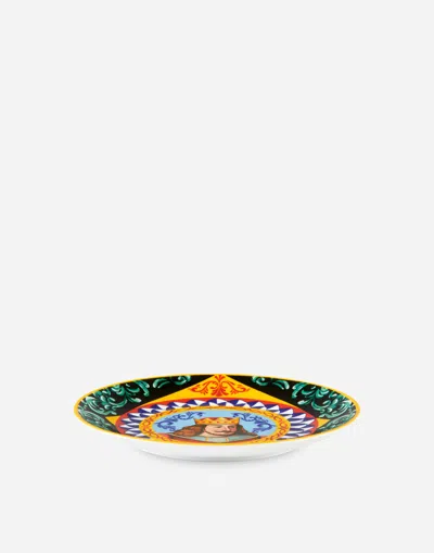 Dolce & Gabbana Set 2 Porcelain Dinner Plates In Multicolor
