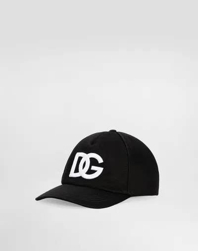 Dolce & Gabbana Logo Cotton Baseball Cap In Black