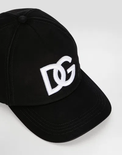 Dolce & Gabbana Logo Cotton Baseball Cap In Black