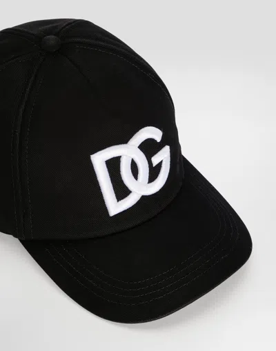 Dolce & Gabbana Logo Cotton Baseball Cap In Black