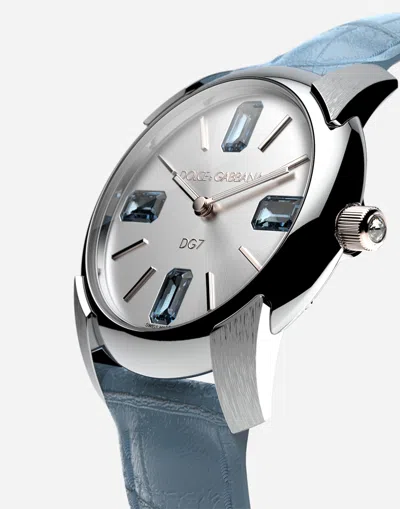 Dolce & Gabbana Watch With Alligator Strap In Azure