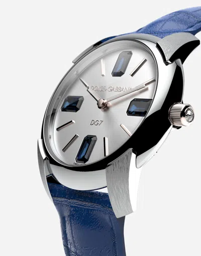 Dolce & Gabbana Watch With Alligator Strap In Navy Blue