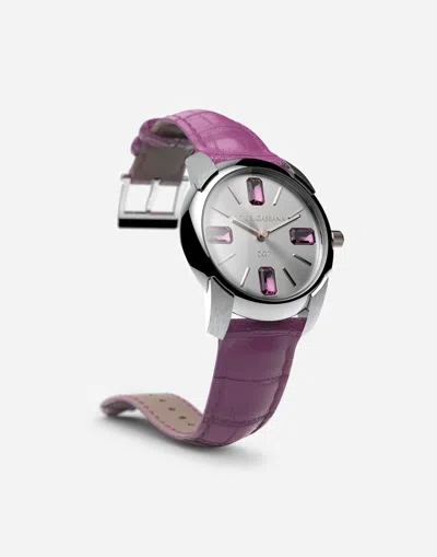 Dolce & Gabbana Watch With Alligator Strap In Pink
