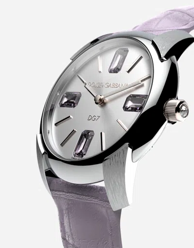 Dolce & Gabbana Watch With Alligator Strap In Mauve