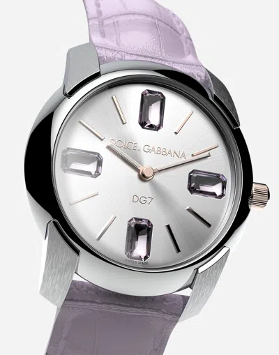 Dolce & Gabbana Watch With Alligator Strap In Mauve
