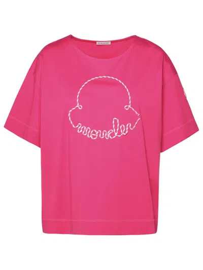 Shop Moncler Fuchsia Cotton T-shirt In Fucsia