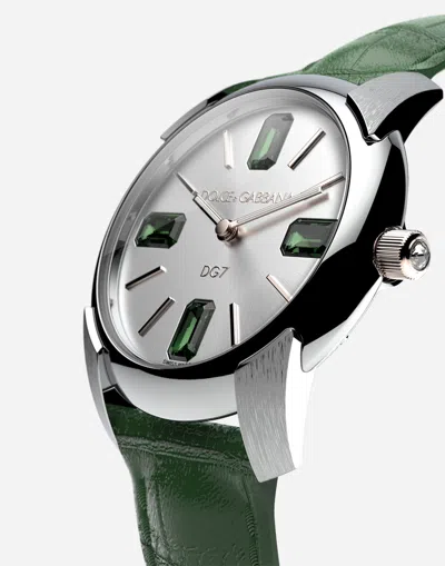 Dolce & Gabbana Watch With Alligator Strap In Dark Green