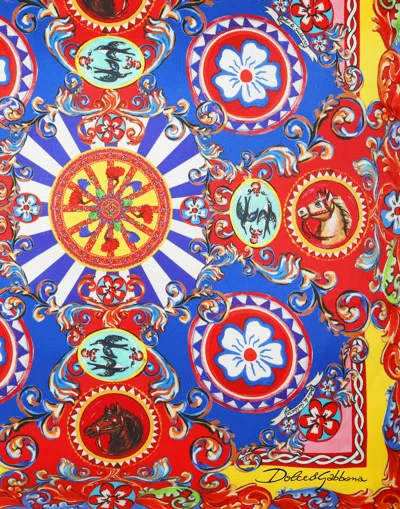 Dolce & Gabbana Silk Twill Cushion Large Multicolor Unisex Onesize In Multicolor
