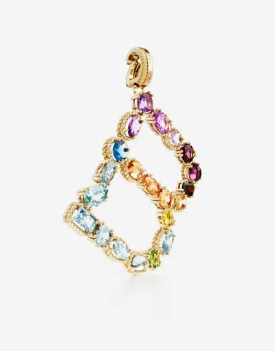 Dolce & Gabbana Charm B Lettering 18-carat Yellow Gold And Multicolored Gems In Gold