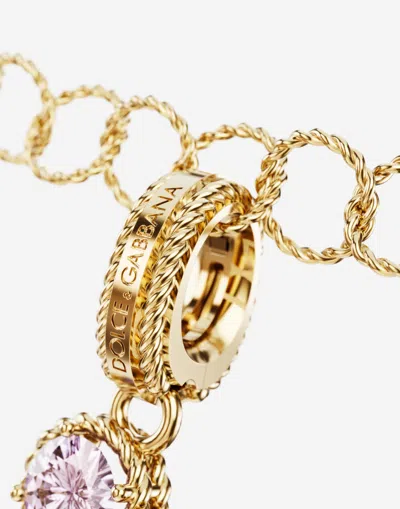 Dolce & Gabbana Charm F Lettering 18-carat Yellow Gold And Multicolored Gems In Gold