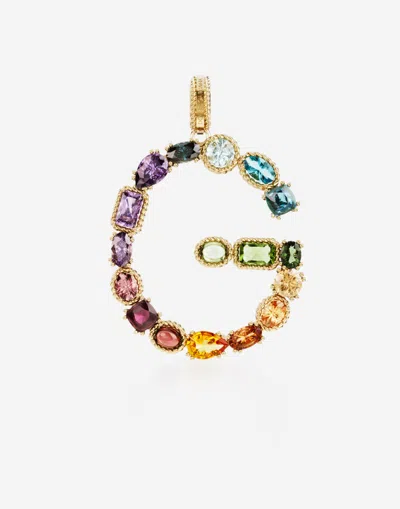 Dolce & Gabbana Charm G Lettering 18-carat Yellow Gold And Multicolored Gems In Gold