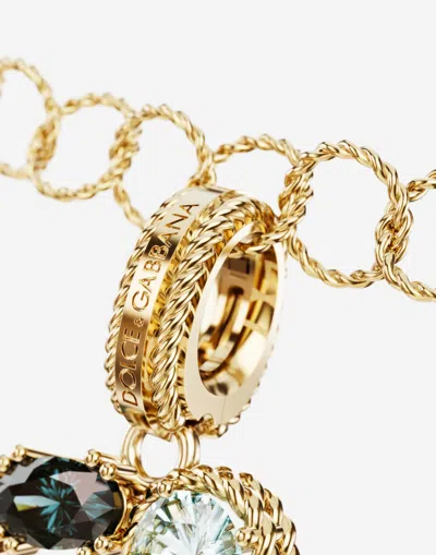 Dolce & Gabbana Charm G Lettering 18-carat Yellow Gold And Multicolored Gems In Gold