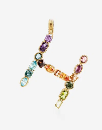 Dolce & Gabbana Charm H Lettering 18-carat Yellow Gold And Multicolored Gems In Gold
