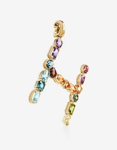Dolce & Gabbana Charm H Lettering 18-carat Yellow Gold And Multicolored Gems In Gold