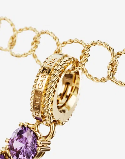 Dolce & Gabbana Charm H Lettering 18-carat Yellow Gold And Multicolored Gems In Gold