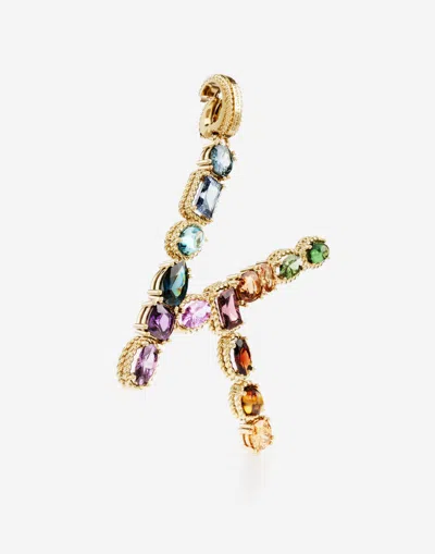 Dolce & Gabbana Charm K Lettering 18-carat Yellow Gold And Multicolored Gems In Gold