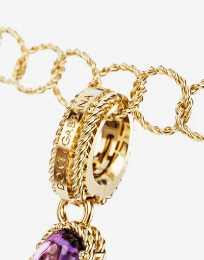 Dolce & Gabbana Charm M Lettering 18-carat Yellow Gold And Multicolored Gems In Gold