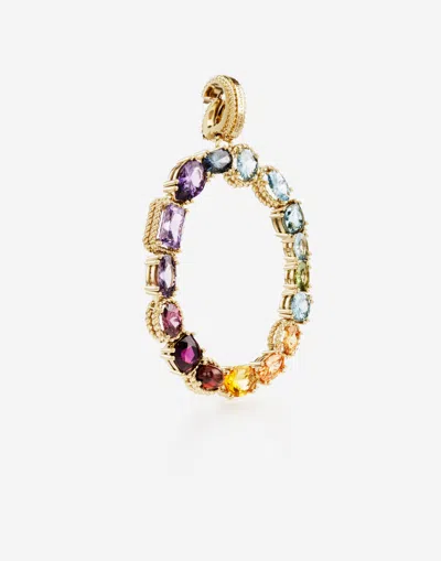 Dolce & Gabbana Letter O Charm 18-carat Yellow Gold And Multicolored Gems In Gold