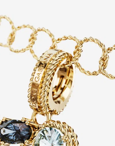 Dolce & Gabbana Letter O Charm 18-carat Yellow Gold And Multicolored Gems In Gold