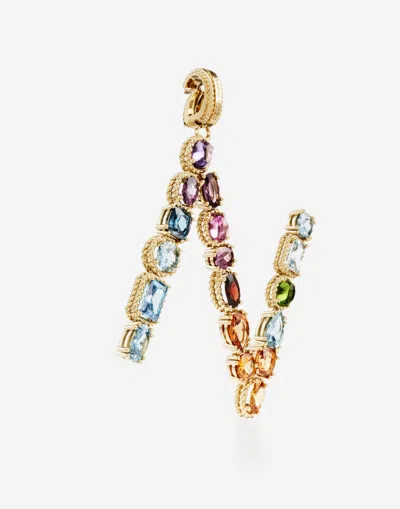 Dolce & Gabbana Charm N Lettering 18-carat Yellow Gold And Multicolored Gems In Gold