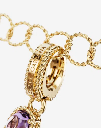 Dolce & Gabbana Charm N Lettering 18-carat Yellow Gold And Multicolored Gems In Gold