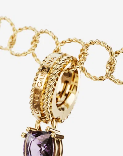 Dolce & Gabbana Charm R Lettering 18-carat Yellow Gold And Multicolored Gems In Gold