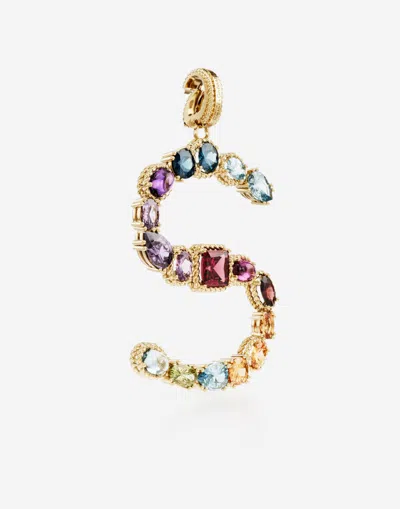 Dolce & Gabbana Charm S Lettering 18-carat Yellow Gold And Multicolored Gems In Gold