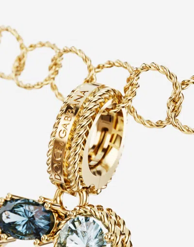 Dolce & Gabbana Charm Q Lettering 18-carat Yellow Gold And Multicolored Gems In Gold