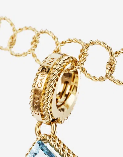 Dolce & Gabbana Charm T Lettering 18-carat Yellow Gold And Multicolored Gems In Gold