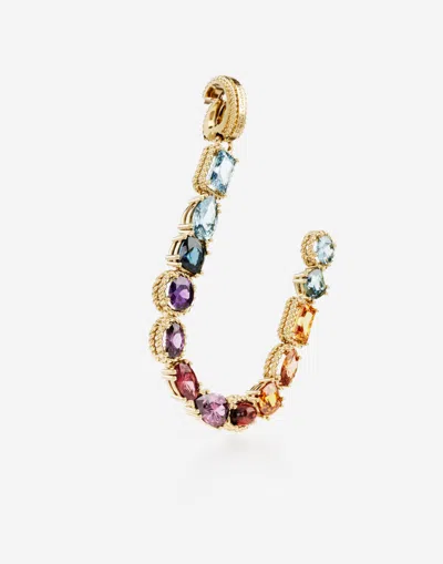 Dolce & Gabbana Charm U Lettering 18-carat Yellow Gold And Multicolored Gems In Gold