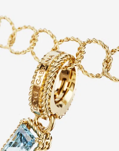Dolce & Gabbana Charm U Lettering 18-carat Yellow Gold And Multicolored Gems In Gold