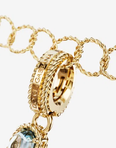 Dolce & Gabbana Charm W Lettering 18-carat Yellow Gold And Multicolored Gems In Gold