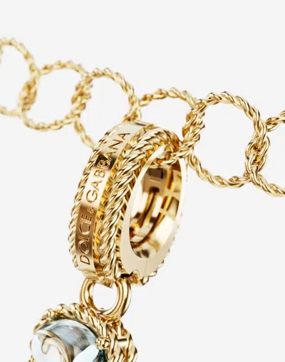 Dolce & Gabbana Charm V Lettering 18-carat Yellow Gold And Multicolored Gems In Gold