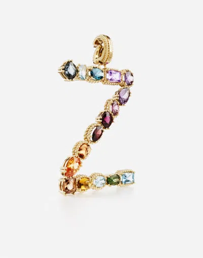 Dolce & Gabbana Charm Z Lettering 18-carat Yellow Gold And Multicolored Gems In Gold