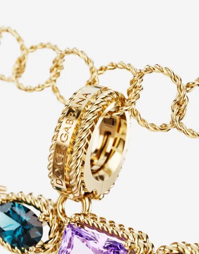 Dolce & Gabbana Charm Z Lettering 18-carat Yellow Gold And Multicolored Gems In Gold