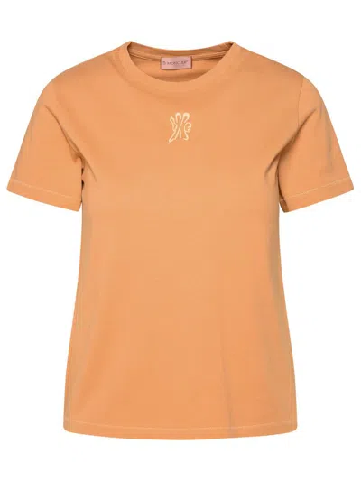 Shop Moncler Bronze Cotton T-shirt In Brown