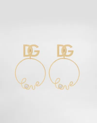 Dolce & Gabbana Clip-on “love” Earrings With Dg Logo In Gold