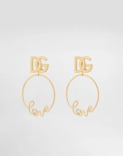 Dolce & Gabbana Clip-on “love” Earrings With Dg Logo In Gold