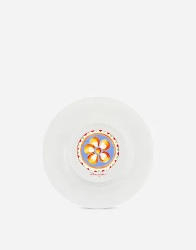 Dolce & Gabbana Set 2 Dessert Plates In Fine Porcelain Multicolor Unisex Onesize In Multicolor