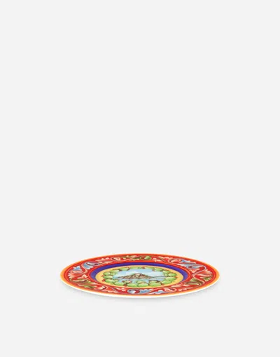 Dolce & Gabbana Set 2 Dessert Plates In Fine Porcelain In Multicolor
