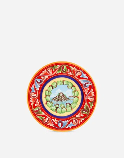 Dolce & Gabbana Set 2 Dessert Plates In Fine Porcelain In Multicolor