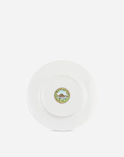 Dolce & Gabbana Set 2 Dessert Plates In Fine Porcelain In Multicolor