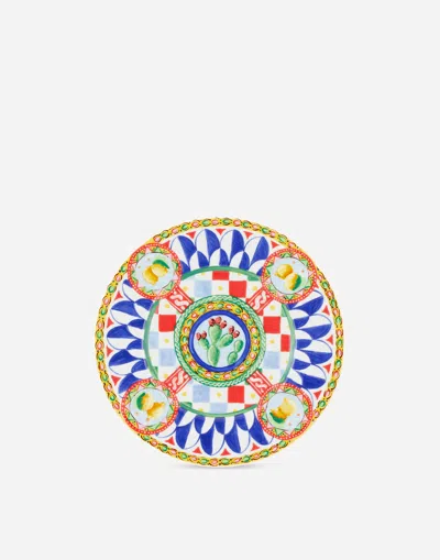 Dolce & Gabbana Set 2 Dessert Plates In Fine Porcelain In Multicolor