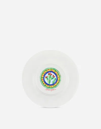 Dolce & Gabbana Set 2 Dessert Plates In Fine Porcelain In Multicolor
