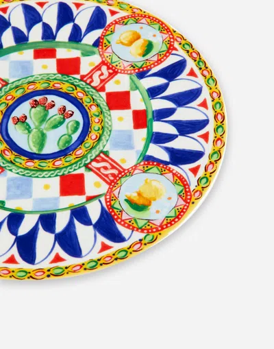 Dolce & Gabbana Set 2 Dessert Plates In Fine Porcelain In Multicolor