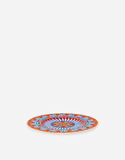 Dolce & Gabbana Set 2 Dessert Plates In Fine Porcelain Multicolor Unisex Onesize In Multicolor