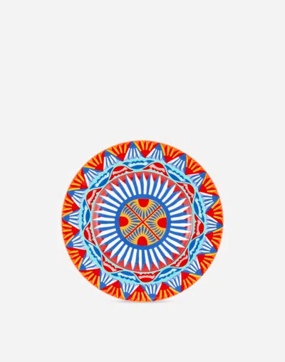 Dolce & Gabbana Set 2 Dessert Plates In Fine Porcelain Multicolor Unisex Onesize In Multicolor