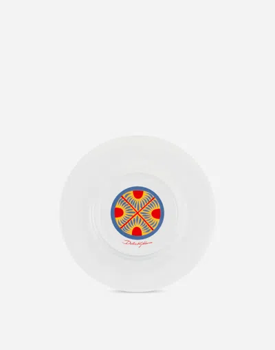 Dolce & Gabbana Set 2 Dessert Plates In Fine Porcelain Multicolor Unisex Onesize In Multicolor