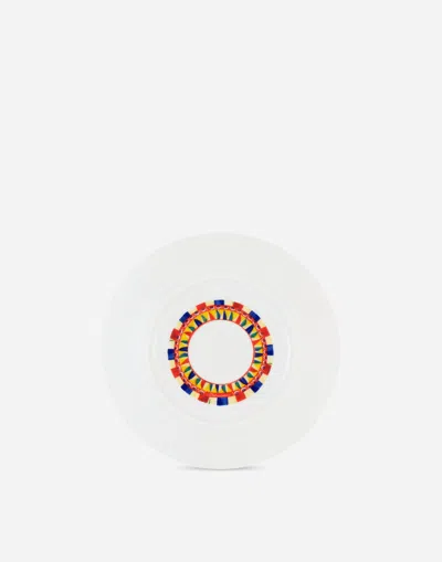 Dolce & Gabbana Set 2 Porcelain Dessert Plates In Multicolor