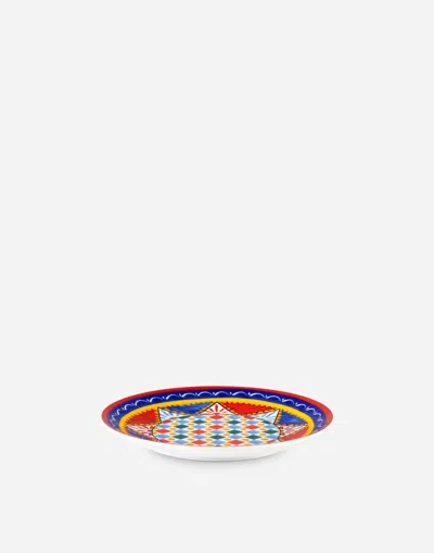 Dolce & Gabbana Set 2 Porcelain Dessert Plates In Multicolor
